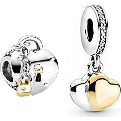 Two-Color Heart-Shaped Lock Style Hollow DIY Accessories. Making Men And Women Lovers Jewelry Bracelets Fine Gifts
