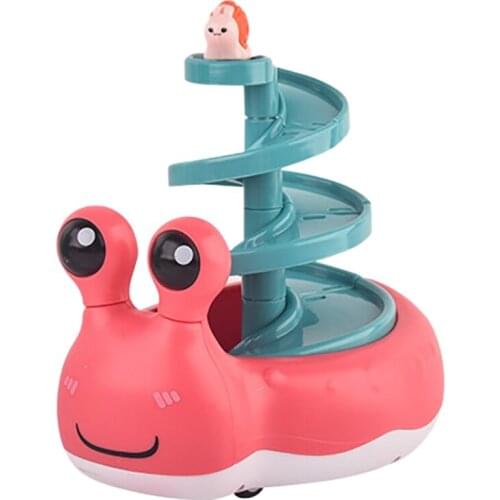 Creative Children Cute Snail Shape Glider Rail Car Rotating Inertial Car Slide Toy with Track Toy Kids Gift Set
