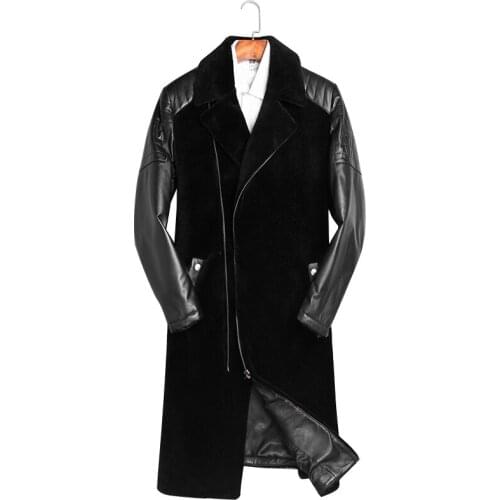 Sheep Shearling Fur Genuine Leather Jacket Men Winter Warm Slim Coat Fashion Wool Jackets Overcoat 16019 ZL378