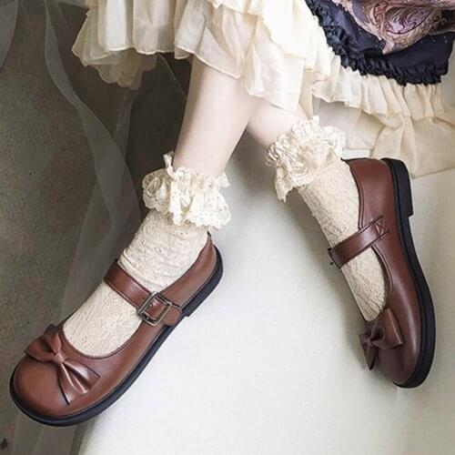 LIHUAMAO Mary jane shoes flat strap round toe casual comfortable cosplay dancing party Japan style loafers derby oxford brogue