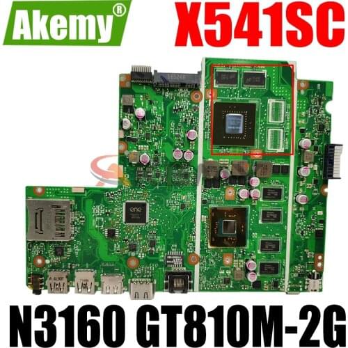 AKEMY X541SC Laptop Motherboard For ASUS X541SC X541SA X541S X541 Test Original Mainboard 4G RAM N3160 CPU GT810M-2G