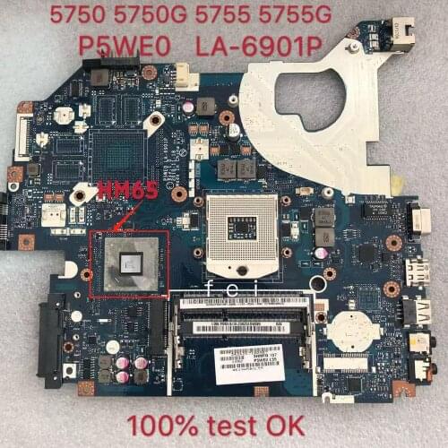 P5we0 LA-6901P Para Acer Aspire 5755 5750 5755g 5750gComputador PortátilPlaca-Mãe Mainboard Hm65 Ddr3 100% Teste Ok
