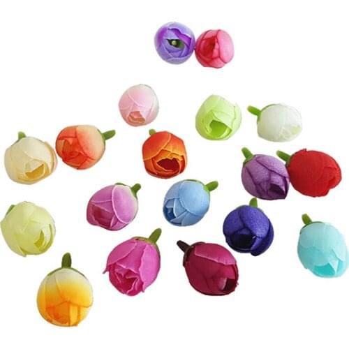 15patterns 50pcs 2cm Mini Silk Artificial Rose Flower Heads For Wedding Party Home Decoration Diy Accessories Fake Flowers Craft