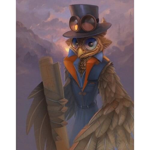 5D DIY Poured Glue Diamond Painting Kits Scallope Edge Anthropomorphized Non-existent Animal Wall Decoration Unique Gift Canvas