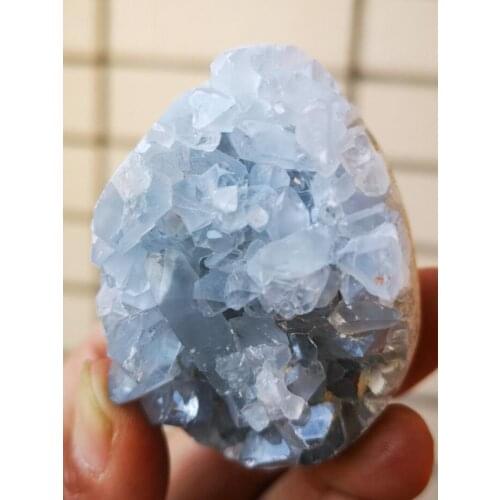 Natural celestite geode quartz cluster crystal specimen healing