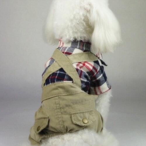 New Dog Clothes For Small Dogs Large Size Pet Clothing Plaid Shirt Flannel Jumpsuit Pants Overalls Coat For Dog Costume