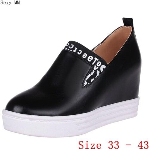 Slip On Shoes Platform Women Wedges High Heels Casual Platform Wedge High Heel Shoes Small Plus Size 33 - 40 41 42 43