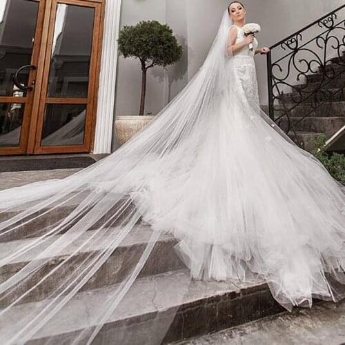 White/Ivory Single Layer Simple Plain Tulle Veil 3M Long Wedding Veil Bridal Accessories Free Shipping With Comb