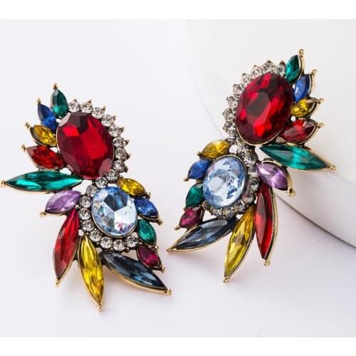 Luxury Full Crystal Rhinestone Earrings Women Brand Statement ZA Earrings Jewelry Female Boho Ethnic Wedding Bridal Earrings