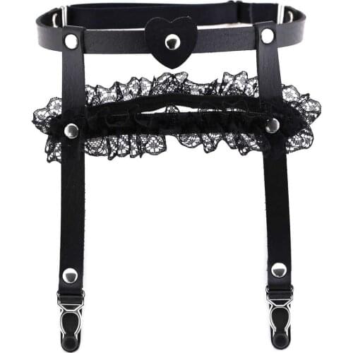 Harajuku Sexy club PU leather Wedding flexible Garter Belt For women egirl Stockings Underwear Exotic accessories Lace Stockings