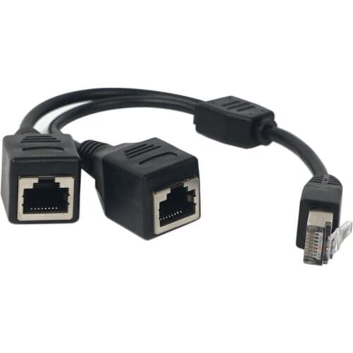 RJ45 1 Male to 2 Female Socket Port LAN Ethernet Network Splitter Y Adapter Cable adapter