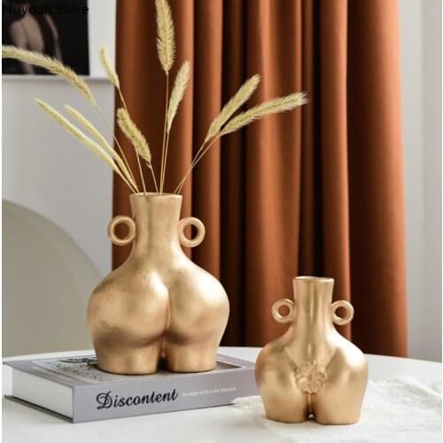 Nordic Ceramic Dried Flower Vase Abstract Statue Sculpture Decoration Art Vase Living Room Flower Arrangement Accessories Vase