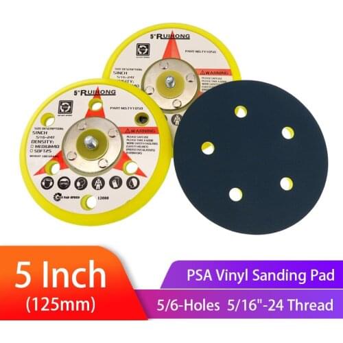 5 Inch125mm 5/6-Hole Vinyl PSA Sanding Pad Sander Backing Pad 5/16"-24 Thread Power Tools Accessories