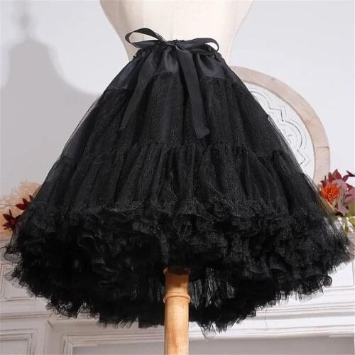 Vintage Japanese Gothic Black Cosplay Petticoat Lolita Tutu Skirt Ball Gown Pretty Ballet Bottoming Short Skirt Cute Kawaii