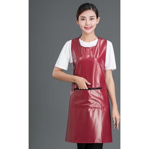 Adult waterproof and oil-proof leather apron cooking kitchen work acid and alkali resistant overalls custom logo printing men