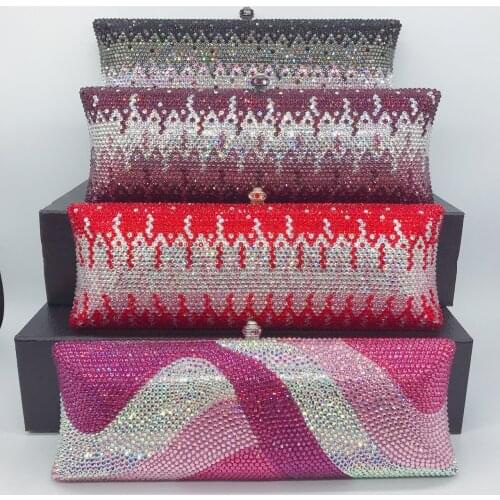 XKYUAN Full Crystal New Arrival Women Clutch Bag Top Quality Small Phone Case 100% Handmade Handbags Lady Wedding Bridal Purse