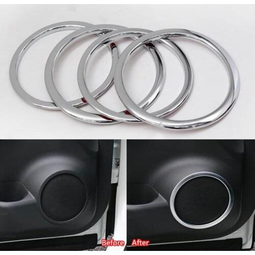 YAQUICKA 4Pcs Auto Car Door Interior Audio Sound Speaker Circle Frame Trim Sticker For Nissan X-Trail 2014 ABS Chrome Styling