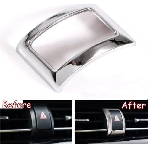 YAQUICKA For Toyota CHR C-HR 2017 2018 Car Emergency Light Switch Frame Trim Styling Chrome ABS Car Accessories