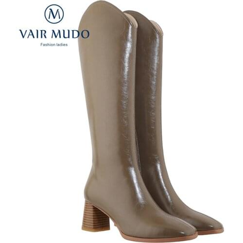 High Quality Winter Mid-Calf Boots Shoes Women Warm Fashion 2020 New Thick Heel 6cm Khaki White Lady Autumn Winter basic WM-C9
