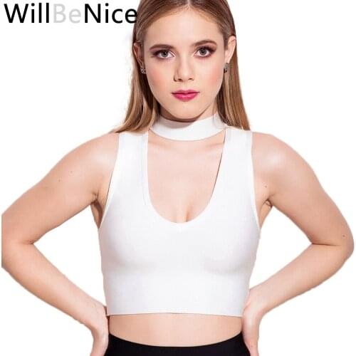 WillBeNice White Sexy V Neck Sleeveless Bandage Top Celebrity Bodycon Top Women Summer Casual Top 2019 Knitted Bbandage Tops