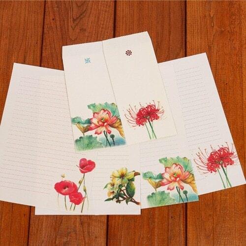 1pcs [] Elegant plant envelope letterhead suit fresh hand-painted flowers variety optional