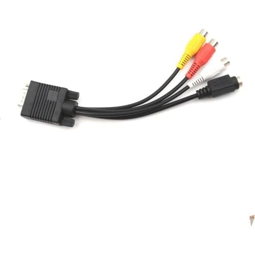 1PC Video Cable for Laptop PC HDTV Connector VGA Male to S-Video 3 RCA Jack Female Composite AV TV Out Adapter Converter New