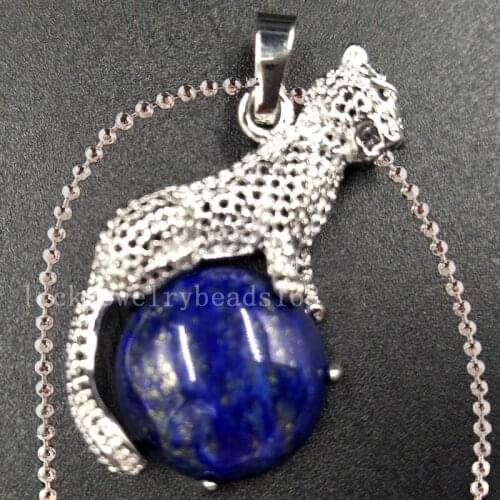 Free Shipping Women Fashion Jewelry Natural Purple Crystal Cheetah Round Art Necklace With Chain 1pcs C5512