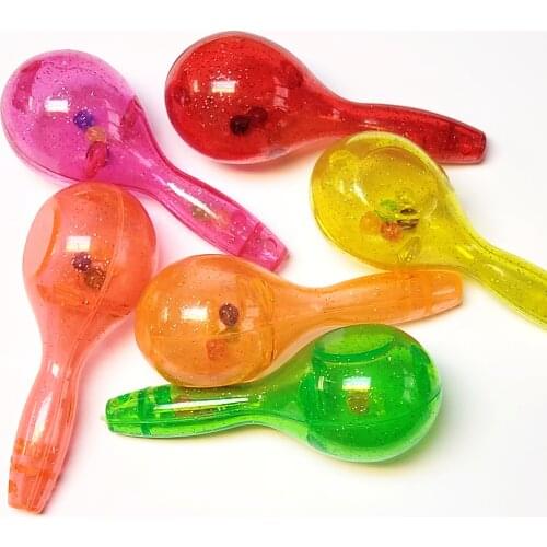 12 Pcs 9cm Transparent Maracas Kid Fiesta Sound Birthday Party Favor Pinata Bag Filler Goody Loot Carnival Novelty Noise Maker