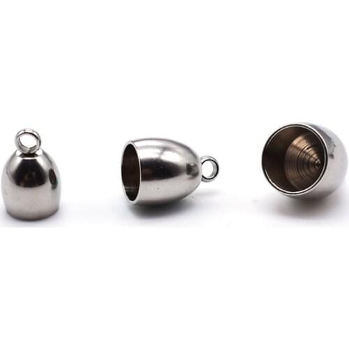20pcs Stainless Steel End Caps Leather Cord End Clasps Bead For 3/4/5/6/8mm Round Leather Cord Connector DIY Jewelry findings