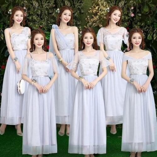 2021 Lovely Girl Dress Sweet Memory Summer Vestidos Prom Women Elegant Tulle Gray Bridesmaid Dresses Wedding Party Dress