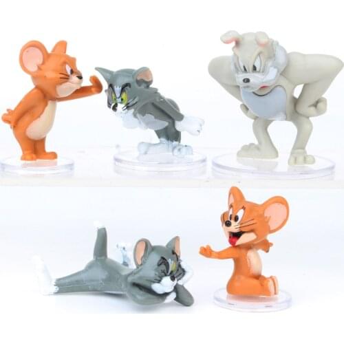 5pcs/set Tom Cat Toy Jerry Mouse PVC Cute Figure Model Toys