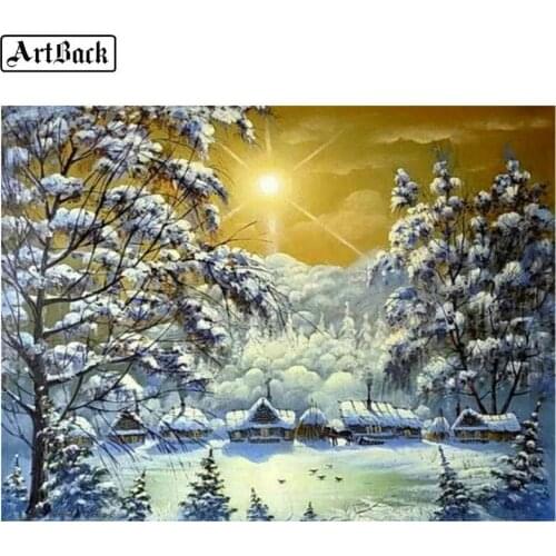 5d diy diamond painting winter landscape snow tree full square drill diamond mosaic needlework art 3d stick diamond embroidery