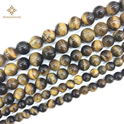 AB+ Wholesale Natural Tiger Eye Stone Beads Round Loose Quartz For Jewelry Making Bracelet Necklace Accessories 4/6/8/10/12MM