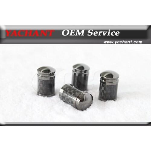 Car Accessories Universal 4Pcs Carbon Fiber Chrome Metal Car Wheel Tire Tyre Valve Cap Dustproof Dust Caps Black or Silver