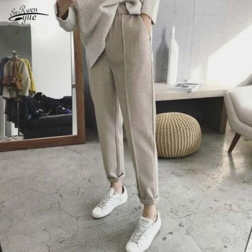Thick Pants Casual Straight Suit PantsAutumn and Winter Women Harem Pants High Waist Ankle-length Pants Female Loose 6991 50