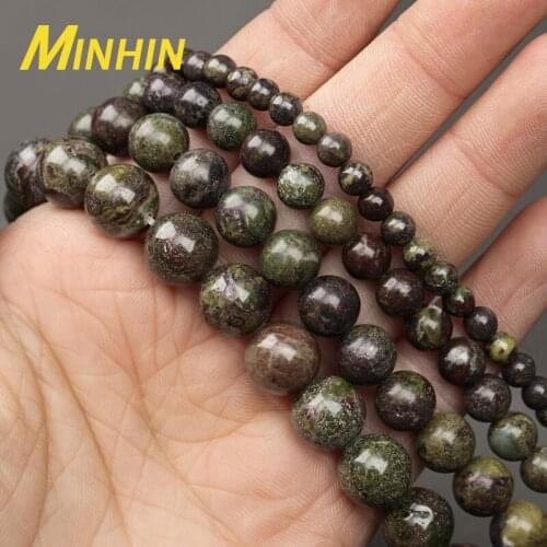 MINHIN Natural Dragons Blood Stone Beads Round Loose Beads 4 6 8 10MM Pick Size For Jewelry Making Strand 15"