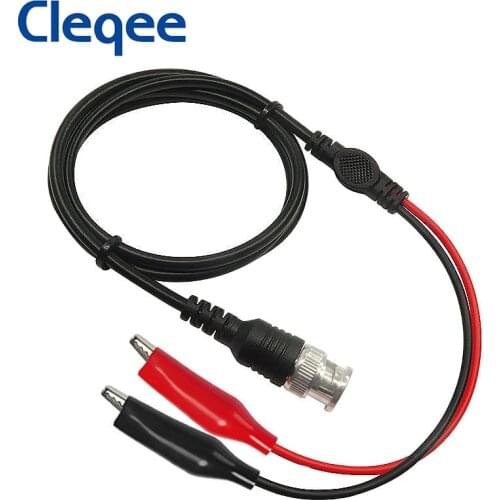 Cleqee P1011 BNC Q9 Male Plug To Dual Alligator Clip Oscilloscope Test Probe Lead Cable 110cm Wholesale