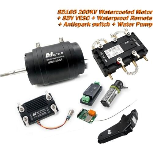 Maytech Electric Surfboard Efoil Kit with 85165 Motor 200KV Sensorless with Watercooling 300A 85V VESC Antispark Switch Pump Set