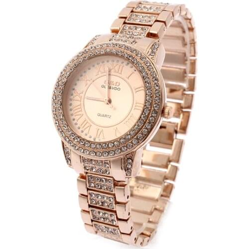 G&D Women Watches Rose Gold Stainless Steel Band Ladies Dress Watch Fashion Casual Quartz Wristwatches relogio feminino Clock