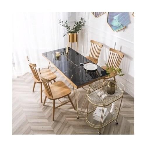 Hot Sale Glass Texture Black Imitation Marble Plastic Coffee Table Table Mat Customization Plastic Waterproof Oil Tablecloth