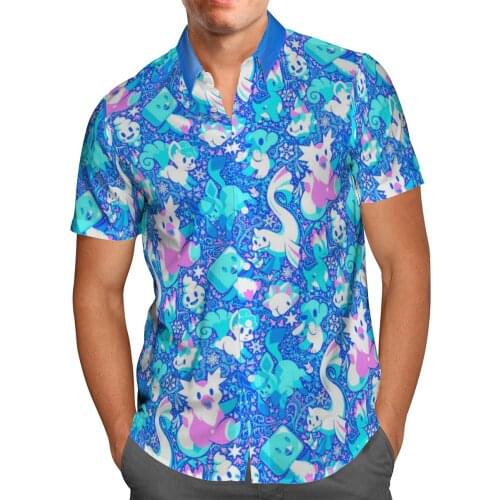 Anime Cartoon 3D Print Summer Beach Shirt Mens Hawaiian Shirt Fashion Short Sleeved Shirt Oversized Streetwear Harajuku Tops -2