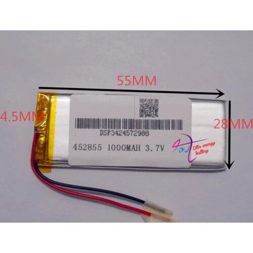 Best battery brand 3.7V,1000mAH,[452855] PLIB; polymer lithium ion / Li-ion battery for dvr,GPS,mp3,mp4,cell phone