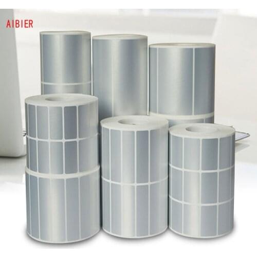 Matte Silver Sticker 20-50mm Width PET Label Barcode Label Suitable for Thermal Transfer Printer Need Full Resin Carbon Belt