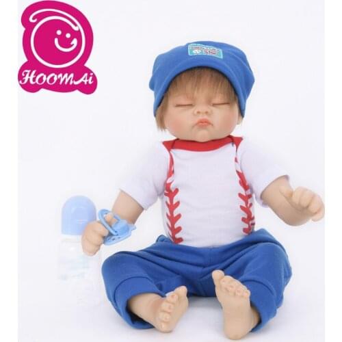 Sweet Sleeping Lifelike Rooted 45CM Mohair Reborn Baby Dolls Soft Silicone Real Bebe Doll Baby Kid Birthday Gifts Toys 18 Inch