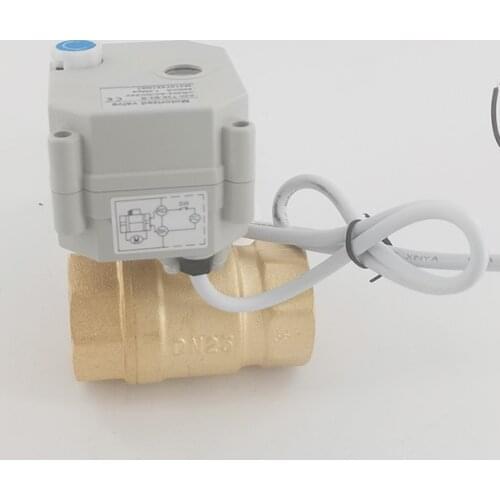 2 way Full port motorized ball valve BSP brass DN25 G1" orifice 24mm MINI Actuator valve AC/DC24V CR202 on/off 5 sec