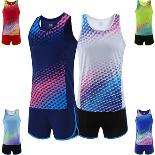 Men Women Track and Field Vest + Shorts Girls Marathon Sets Gym Jogging Kits Exercise Sport Jerseys Running Training Uniforms