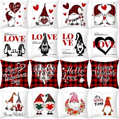 Cushion Cover 45*45 Red Cartoon Valentines Day Printed Pillow Covers Pillowcase Sofa Cushions Pillow Cases Home Decor KD-0428