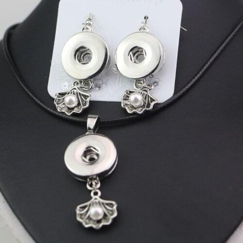 New Arrive 8Styles to Choose! DIY Snaps Button Jewelry Necklace and Earring Sets Fit 18mm Metal Buttons For Women Girls