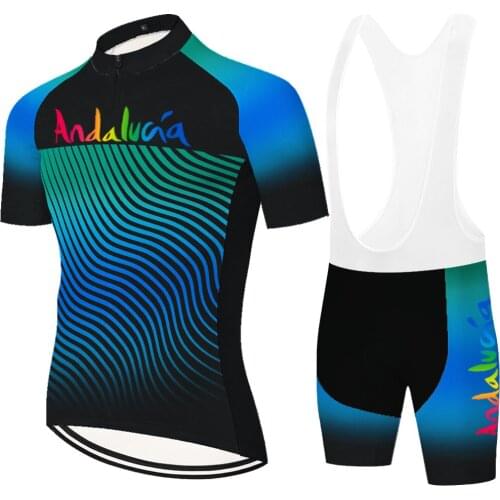 Andalucia Abbigliamento Uniforme Camiseta Culotte Equipamento Jersey Equipo Ropa Maillot Ciclismo Hombre Conjunto Ciclismo