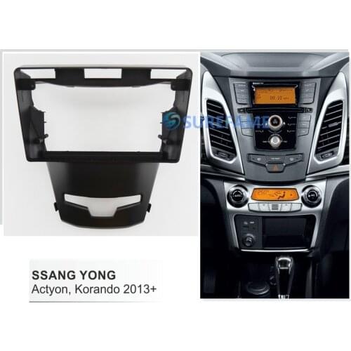 9 inch Car Fascia Radio Panel for SSANGYONG Actyon, Korando 2013+ Dash Kit Install Facia Console Bezel 9inch Adapter Plate Trim